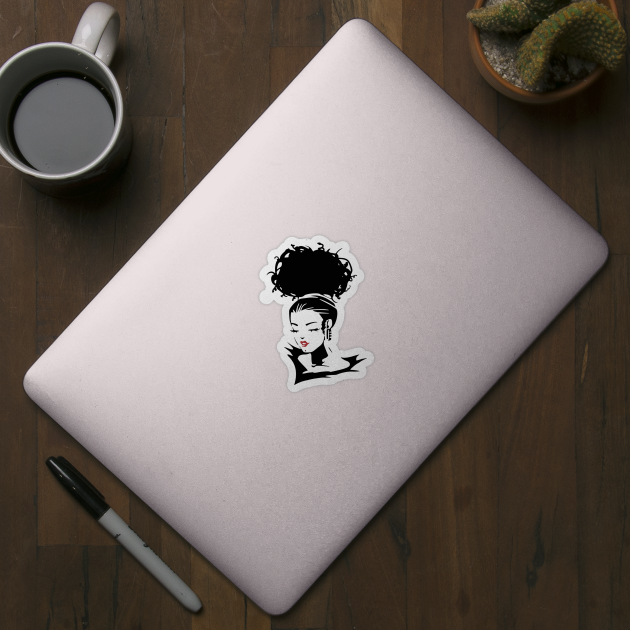 Stencil Afro Puff Portrait by PuffsNStuff